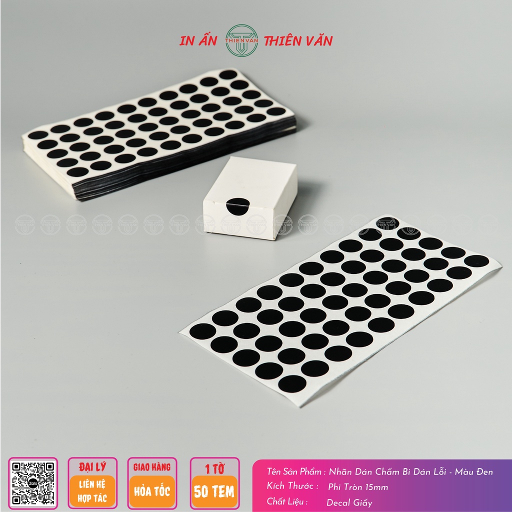 Nhãn Dán Tem Tròn Chấm Bi Thiên Văn, Phi 15mm - 20mm - 30mm - 40mm - 50mm - tem đánh dấu, tem dán lỗi, tem phân loại
