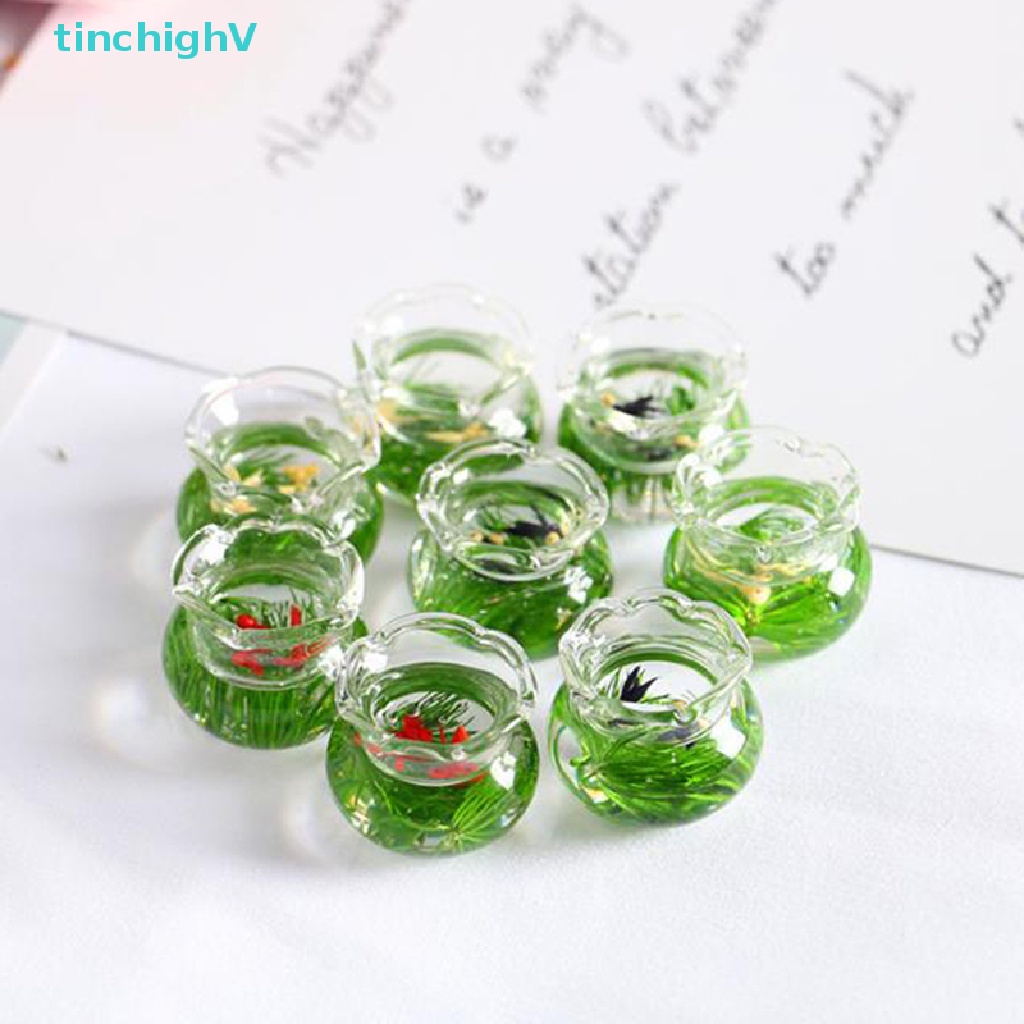 Mô Hình Tô Cá Vàng Mini Bằng Nhựa Resin Tỷ Lệ 1 / 12 Trang Trí Nhà Búp Bê