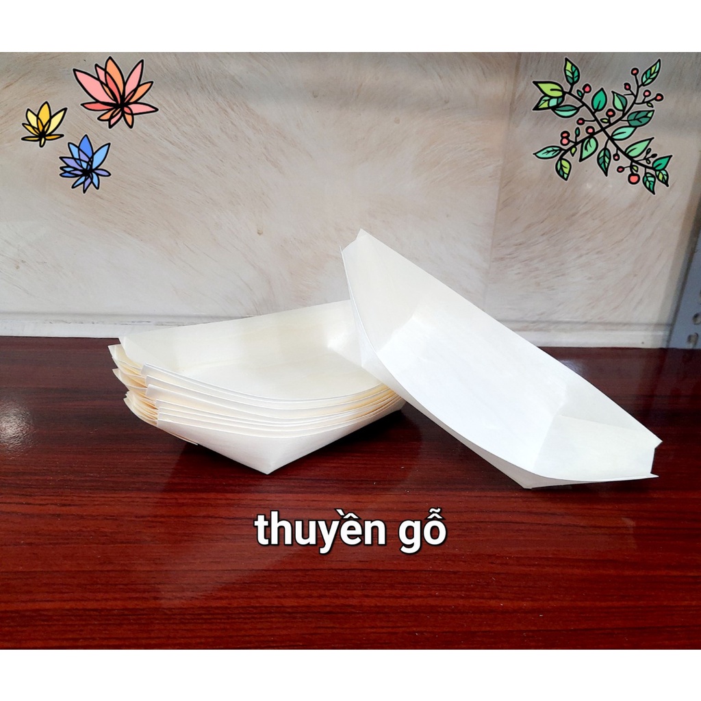 50 cái khay thuyền gỗ 19cm