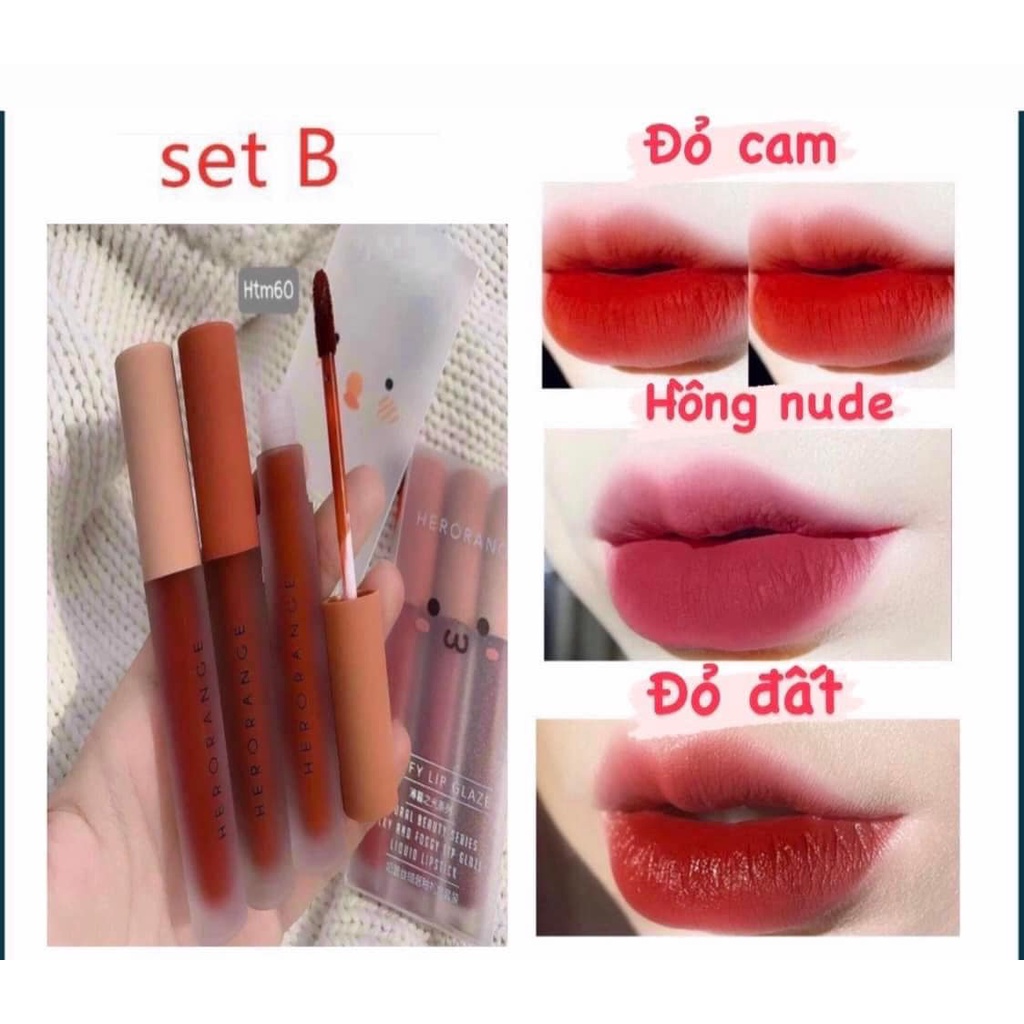 Son Môi Lì không trôi - Set 3 Cây Son Kem Lì Love Lip Glaze dq8 - Myphamnhabe