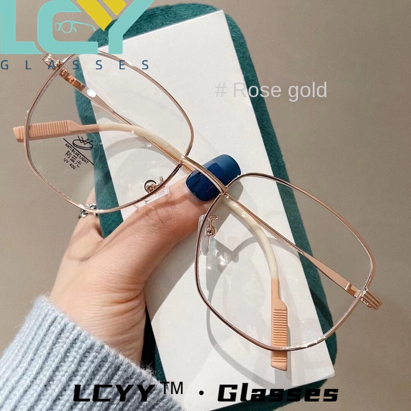 Kính Mát Gọng Lớn Tròng Đa Giác Bằng Kim Loại Chống Ánh Sáng Xanh Thời Trang Cá Tính Lcy2023 / 22049