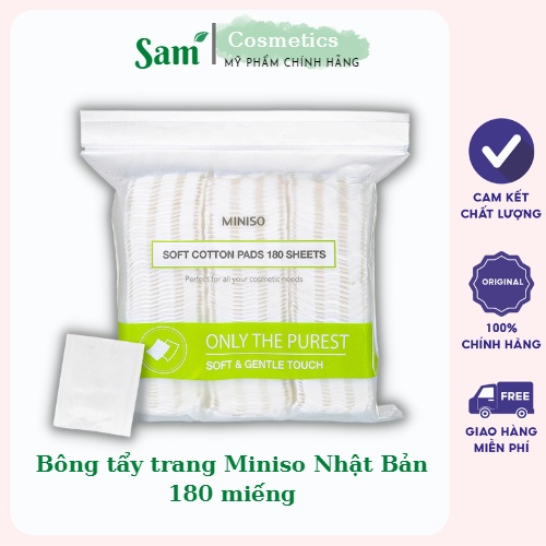 Bông tẩy trang Miniso Nhật Bản 180 miếng samcosmetics2017