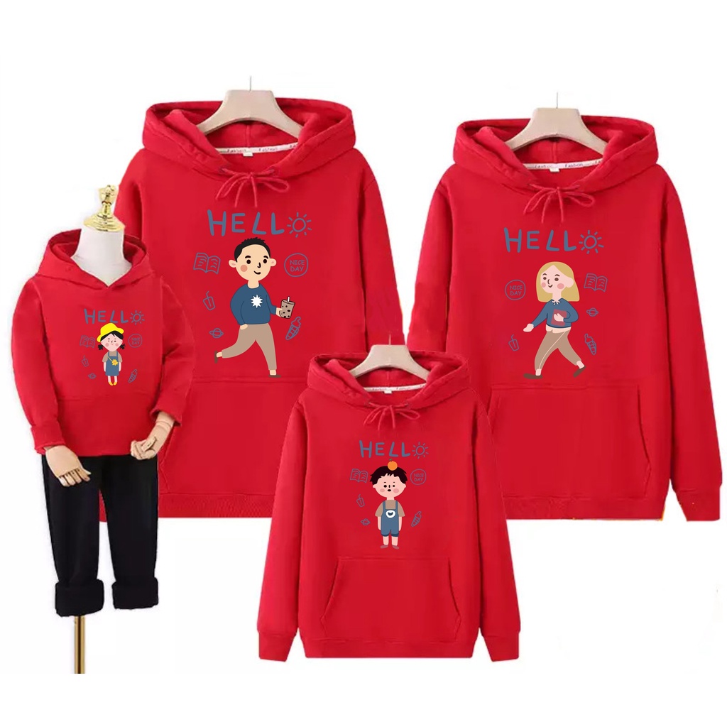 áo Hoodie MÀU ĐỎ gia đình 3/4/5 người áo gia đình thu đông chất đẹp giá sĩ đủ szie