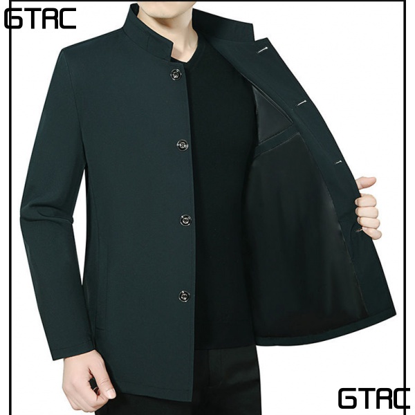 Áo Khoác Cổ Đứng Màu Trơn Thời Trang Công Sở Cho Nam Trung Niên