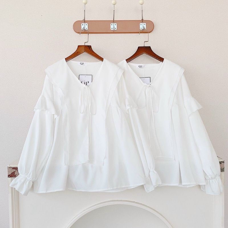 (Video thật) Đầm trễ vai viền trắng ullzzang - Váy Đen trễ vai nơ lưng trắng - V06 | BigBuy360 - bigbuy360.vn