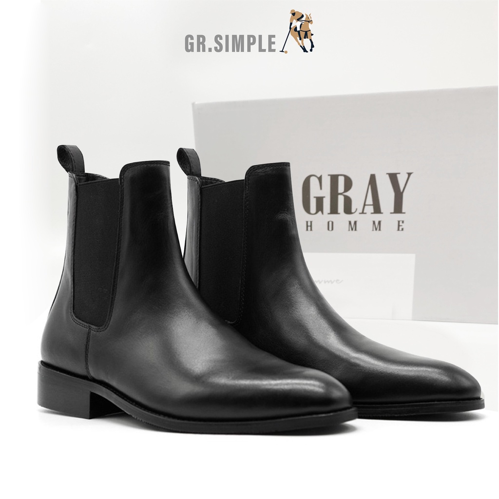 Giày Chelsea Boot nam Da Bò pakistan Nhập Khẩu, Tặng lót Tăng Chiều Cao, Bảo Hành 24 Tháng Grayhomme ( GRSIMPLE V001 )