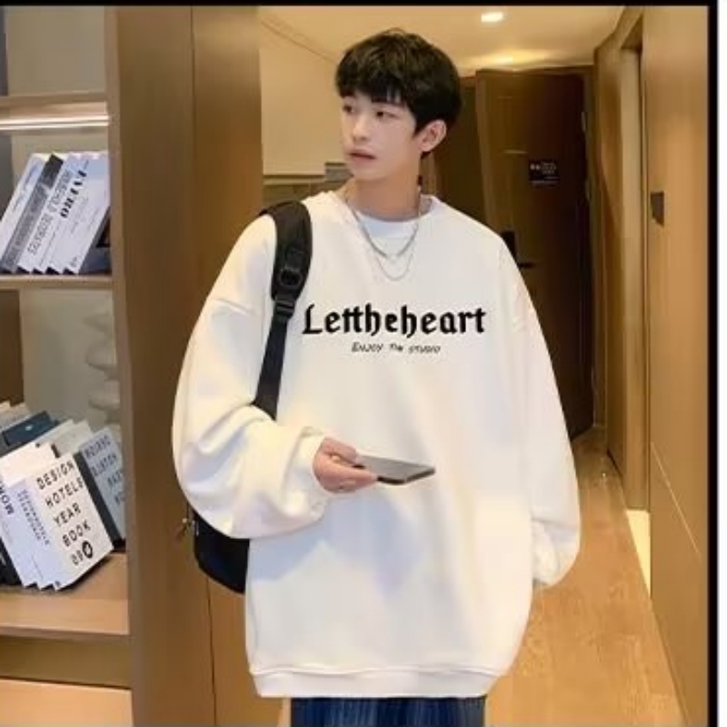 Áo sweater Cổ Tròn In Chữ Phong Cách hip hop Đường Phố Hàn Quốc Cỡ Lớn M-5XL Cho Nam