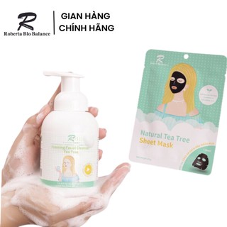 Combo sửa rửa mặt tạo bọt tràm trà roberta bio balance và mặt nạ tràm trà roberta bio balance dưỡng trắng da ngăn dầu ng