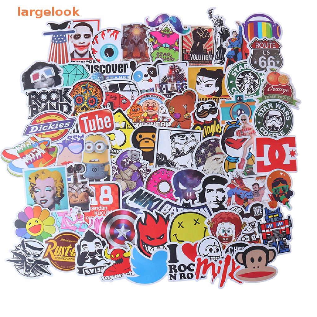 Set 100 Hình Dán Graffiti Hoạt Hình Dùng Trang Trí Ván Trượt / Laptop / Guitar / Xe Hơi
