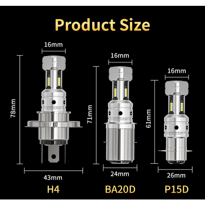 1 Đèn Pha LED BA20D P15D H4 H6 Ánh Sáng Trắng / Vàng 12V DRL Cho Xe Máy