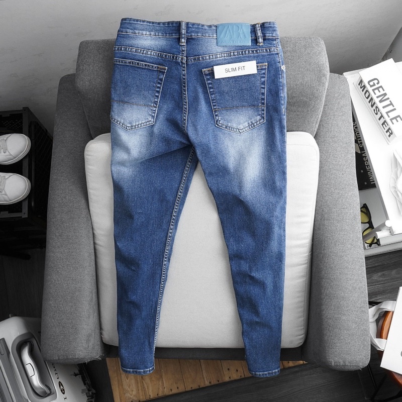 Quần jean nam đơn giản xanh dương slimfit xuất khẩu cao cấp