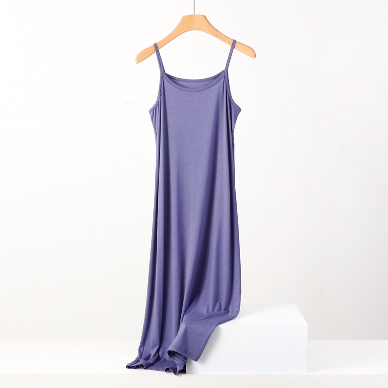 Đầm Ngủ Cotton Dáng Rộng Màu Trơn Thoải Mái Thời Trang Mùa Hè Cho Nữ