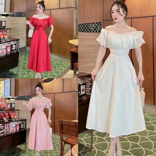 Váy trễ vai xoè dự tiệc kỉ yếu prom, đầm công chúa tiệc cưới cô dâu