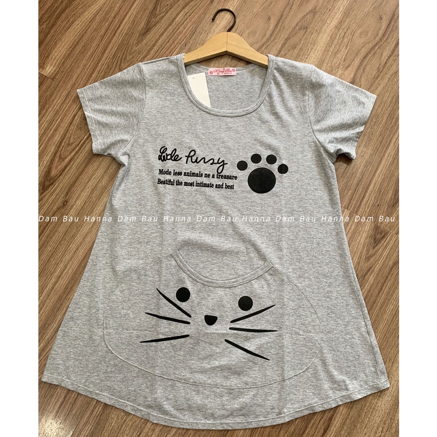 [HANNA] Áo Bầu thun cotton lạnh mềm mát mùa hè có size 40-75kg co dãn thoải mái không xù không nhăn có túi áo dễ thương