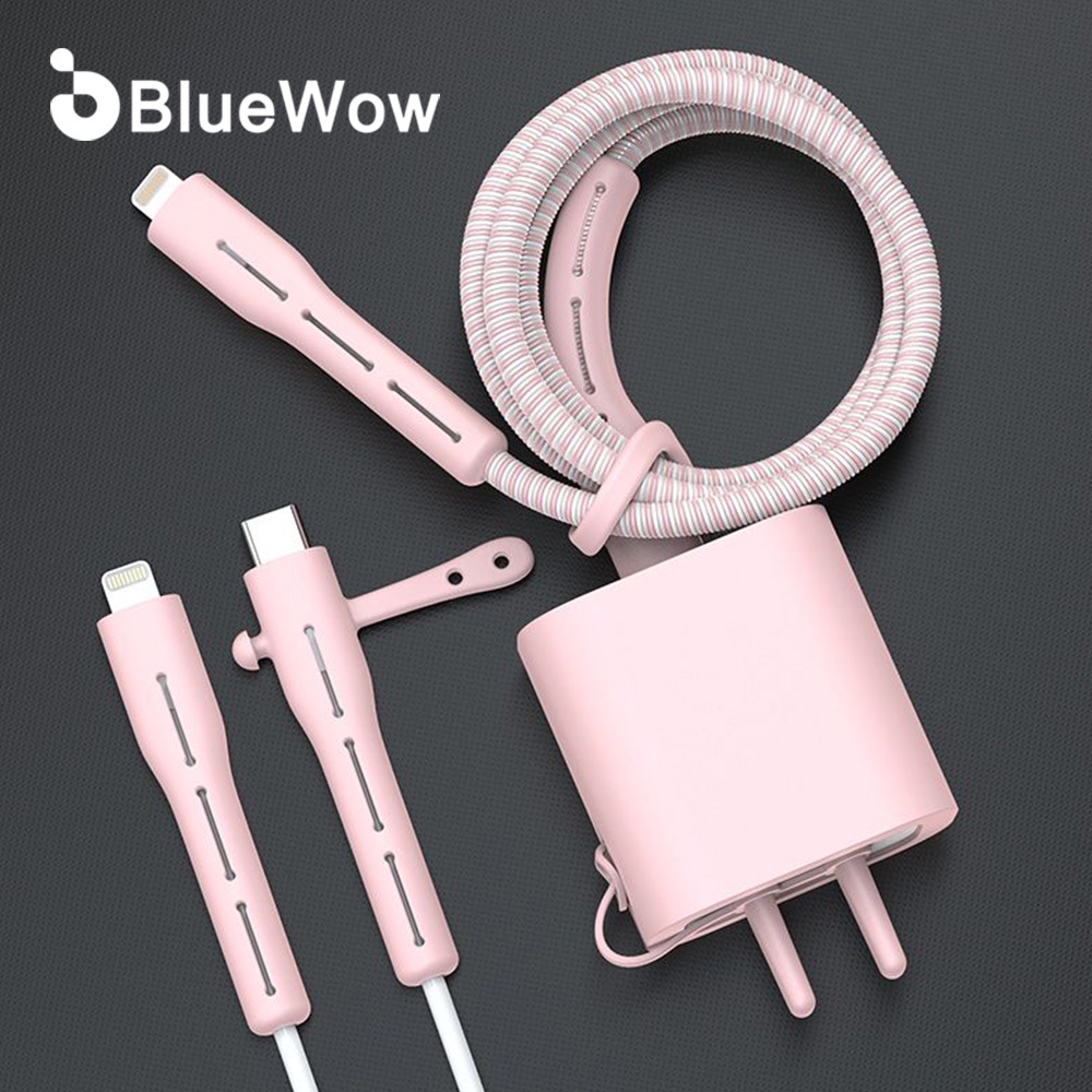 Vỏ bọc bảo vệ củ sạc và dây cáp sạc BLUEWOW 2 trong 1 silicone thích hợp cho điện thoại (có bán lẻ)