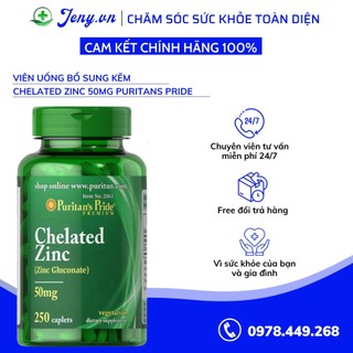 Viên uống bổ sung kẽm Chelated Zinc 50mg Puritans Pride