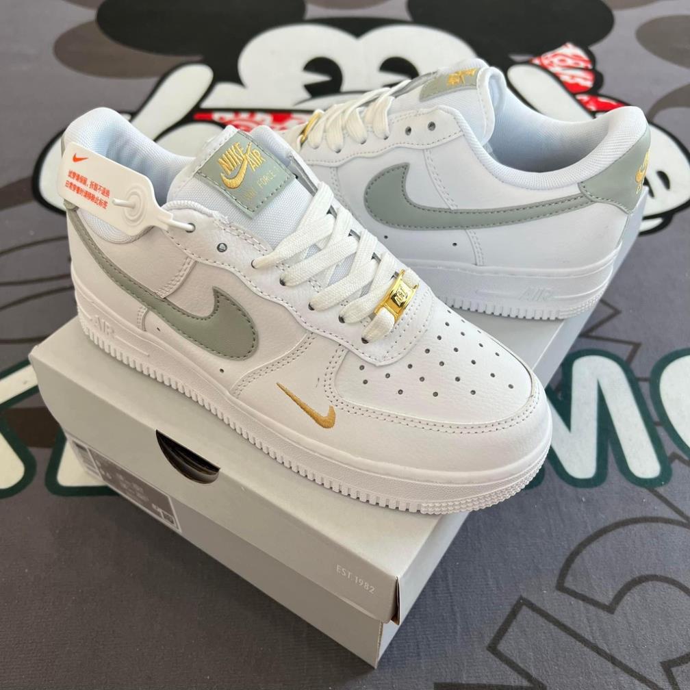 🇬🇬 Giày_Nike Air Force 1 'White Light Silver' , AF1 Trắng Xám Móc Vàng Hàng S.C đầy đủ phụ kiện Tặng Kèm BOX Bảo Vệ