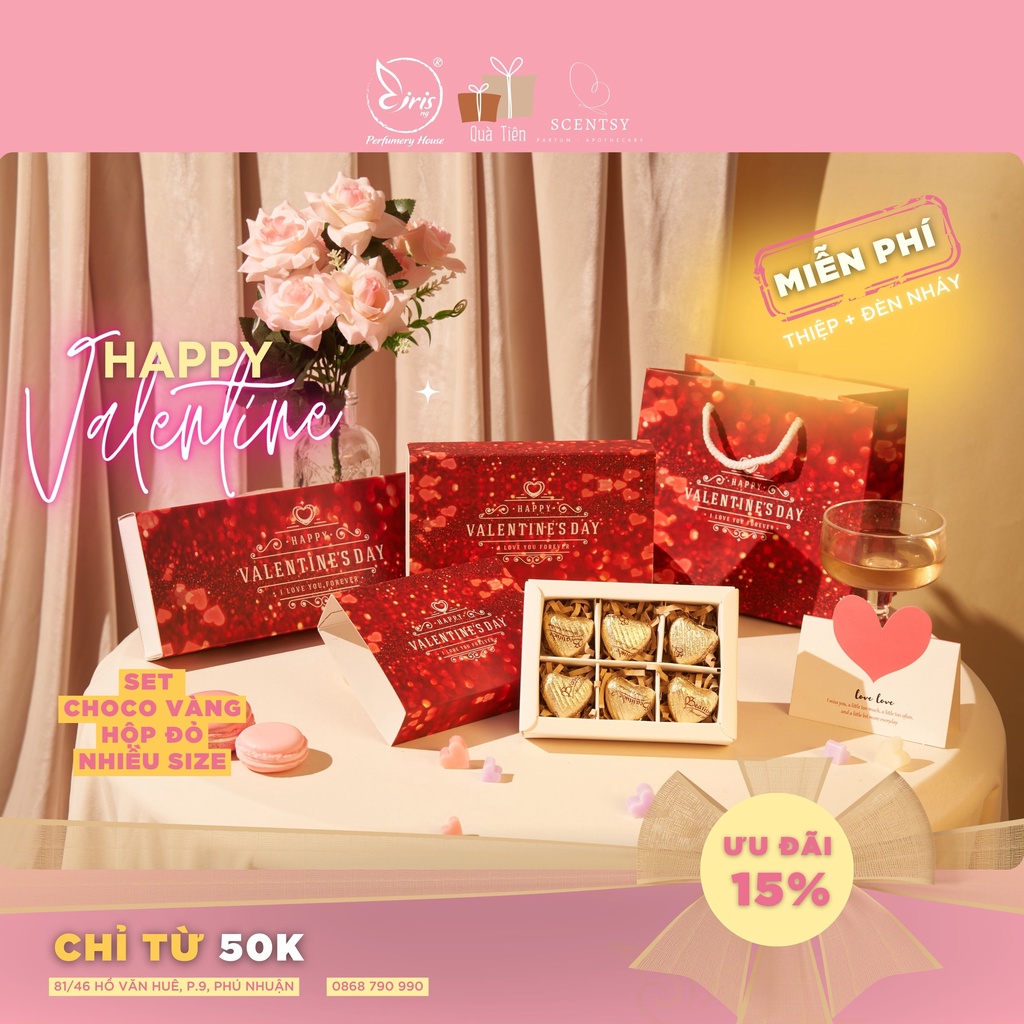 Set Quà Chocolate Trái Tim Vàng - Hộp Dài - Nhiều Size Hộp
