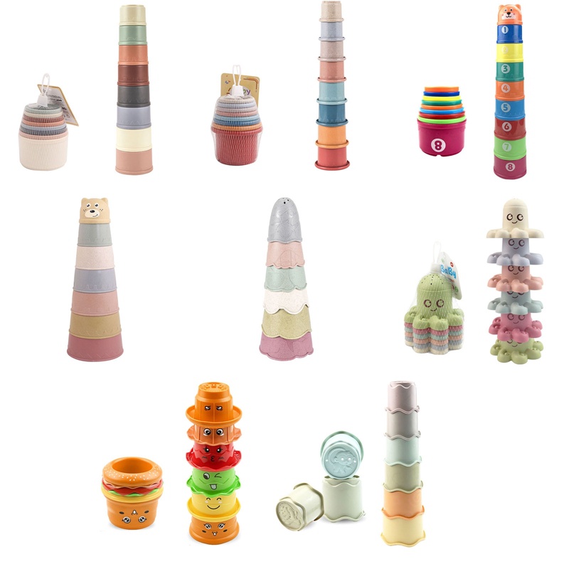 Đồ Chơi Tháp Cốc Xếp Chồng Nhiều Màu Sắc Giáo Dục Sớm Cho Bé
