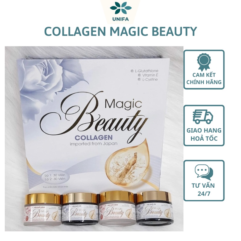 Collagen uống MAGIC BEAUTY, Viên uống collagen giúp bổ sung dưỡng chất, làm trẻ hoá làn da, trắng da, mịn da, giảm mụn