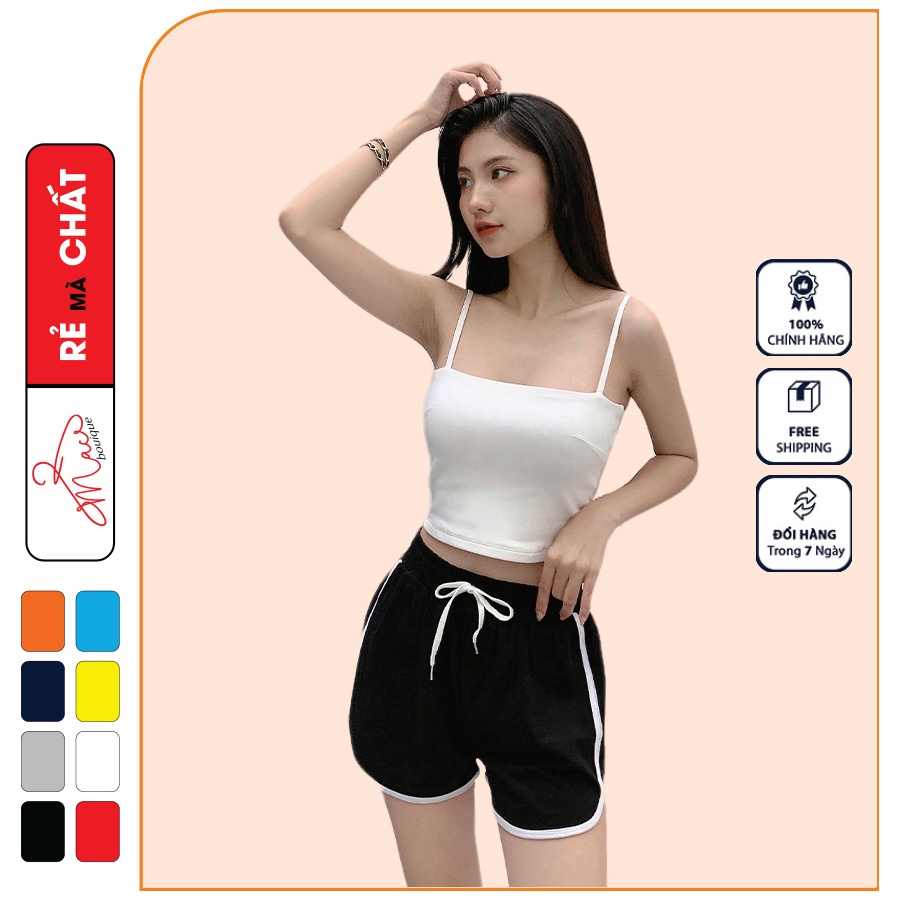 [Mã BMLT35 giảm đến 35K đơn 99K] Quần short thể thao da cá ống rộng viền màu tương phản Hàn Quốc - MAC boutique