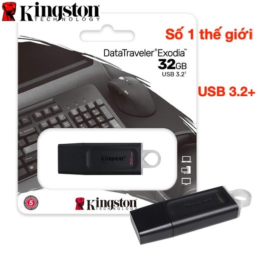 Ổ cứng di động USB 3.2 Kingston -16GB, 32GB, 64GB, 128GB-Bảo Hành 5 Năm-Hàng Chính Hãng FPT