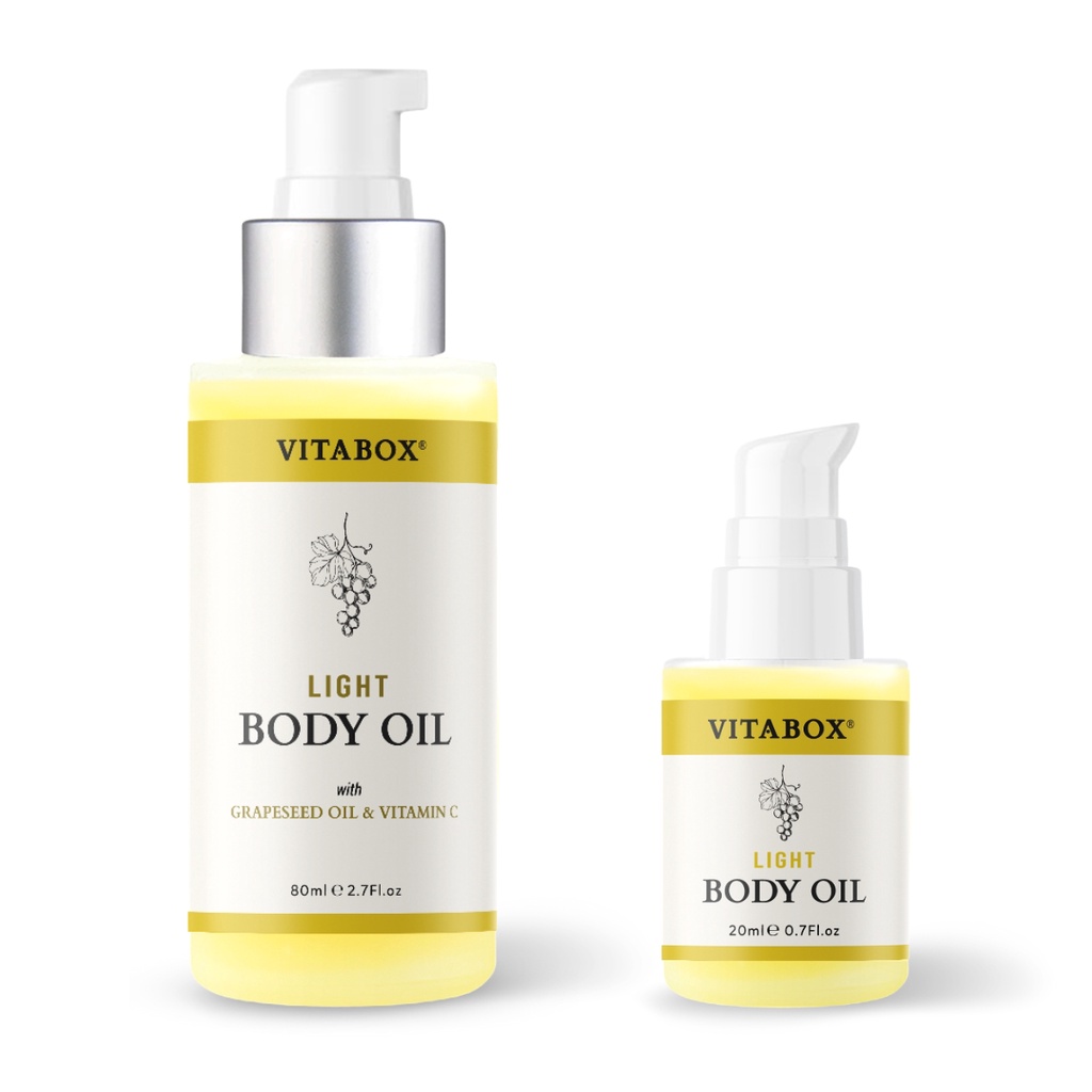 Dầu dưỡng thể Vitabox Light Body Oil - sáng da, mờ thâm, dưỡng ẩm - 80mL | BigBuy360 - bigbuy360.vn