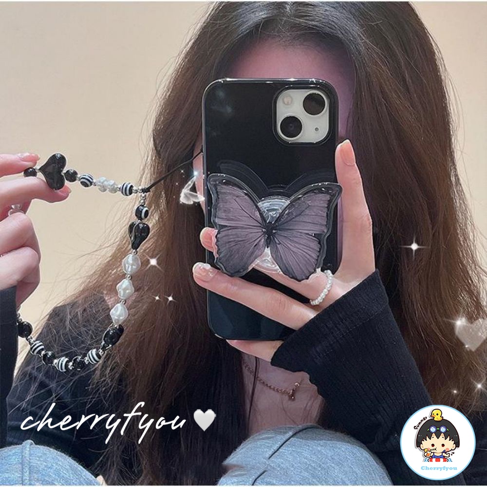 Ốp Điện Thoại TPU Mềm Họa Tiết Cánh Bướm Có Dây Đeo Sang Trọng Cho IPhone 14 13 12 11 Pro Max XS XR 8 7 Plus
