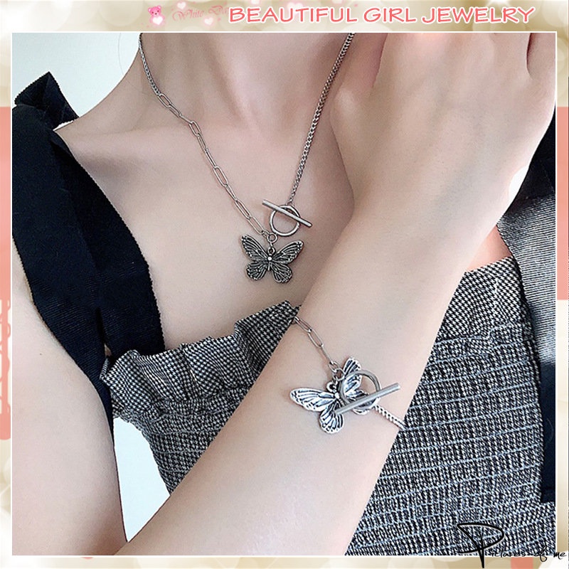 OT vòng cổ Kim Loại Mặt Hình Bướm Vintage Cho Nữ