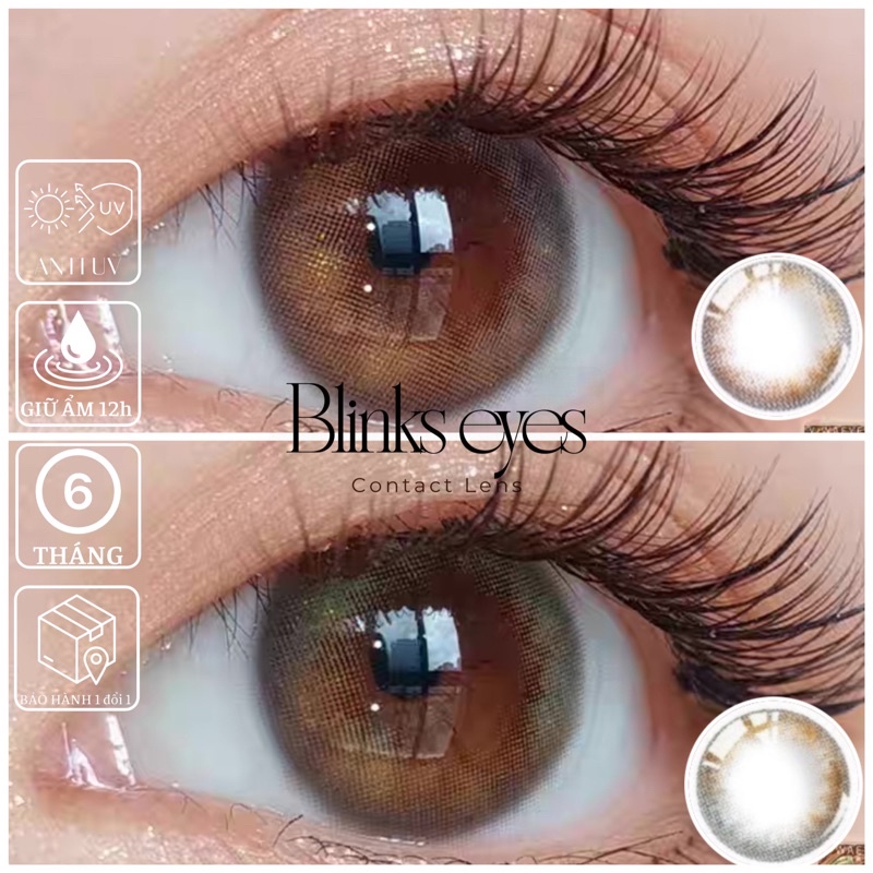 Kính Áp Tròng Lens Mắt Fairy Lens BLINKS EYES 14mm Nhiều Màu Quý Phái Cho Mắt Cận 0 Đến 8 Độ Dùng Được Trong 6 Tháng
