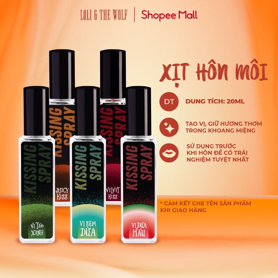 Xịt thơm miệng Kissing Spray Loli And The Wolf hương trái cây the mát bạc hà chai 20ml