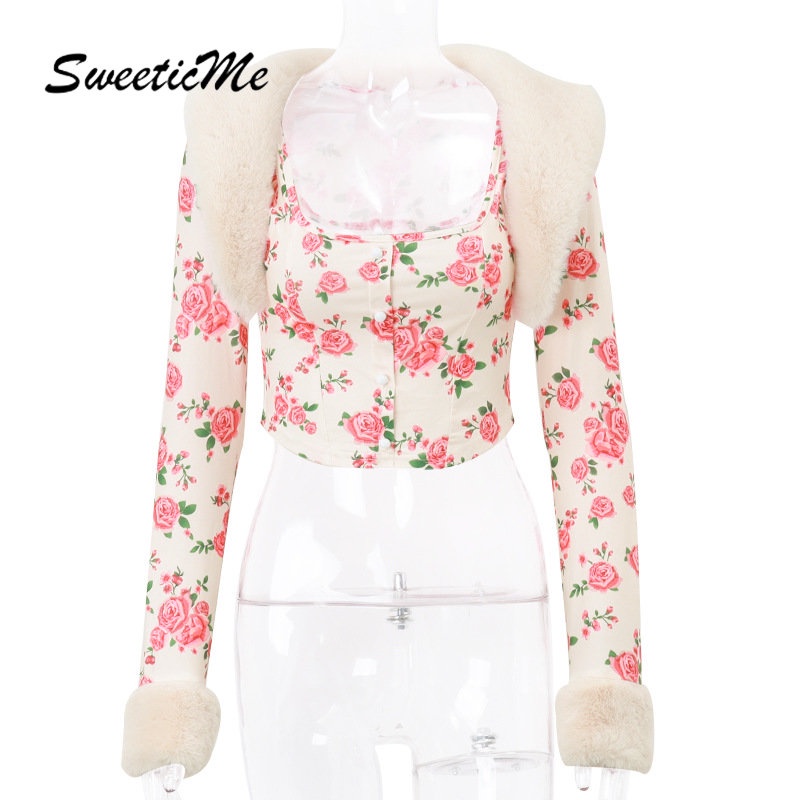 Áo Thun Tay Dài Cổ Lọ Dáng Ôm In Họa Tiết Thời Trang 2023 Cho Bạn Gái