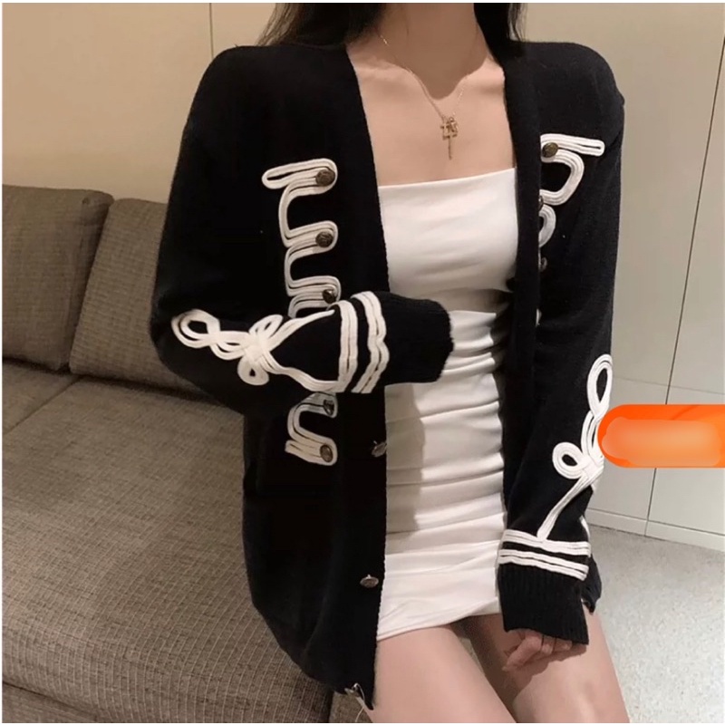 Áo khoác cardigan len dệt kim dài tay phong cách cổ điển Pháp SAM SAM BOUTIQUE