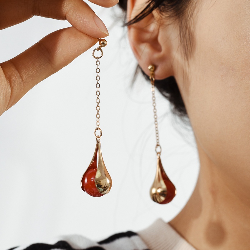 Khuyên Tai Giọt Nước Đính Hạt Ngọc Trai Giả Thời Trang