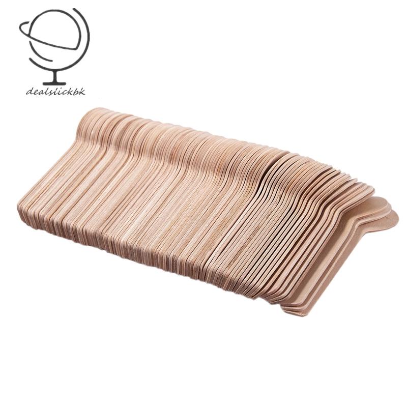 Set 100 Muỗng Gỗ Mini Dùng Một Lần Ăn Kem Tráng Miệng Phương Tây Cho Nhà Bếp Tiệc Cưới
