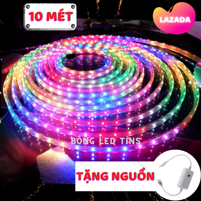 Đèn Nhấp Nháy Led Dây 7 Màu, Dài 10m Tặng nguồn , Trang Trí Trong Nhà, Ngoài Trời Nhấp Nháy Nhiều Màu