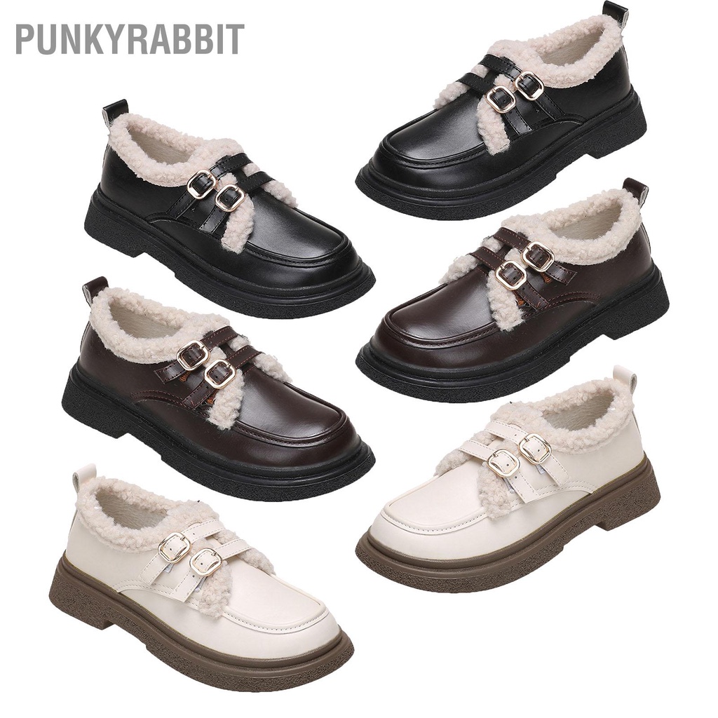 PunkyRabbit Phụ nữ Mùa Đông Giày Ấm Áp Phong Cách Cổ Điển Lớp Lót Sang Trọng Nền Tảng Dày Thời Trang cho Thu