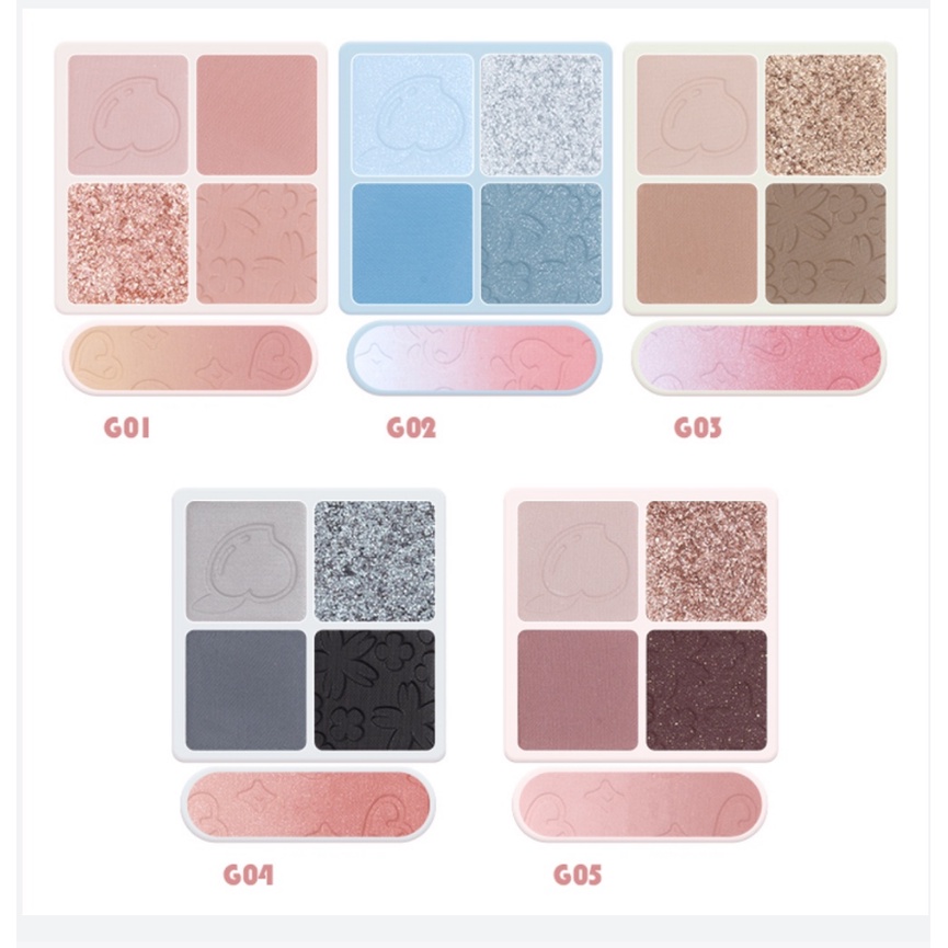 Bảng phấn mắt má 2 tầng kèm phấn má Gogotales Amoy Likes Blush GT426 phấn lì mịn có nhũ lên màu chuẩn rõ nét