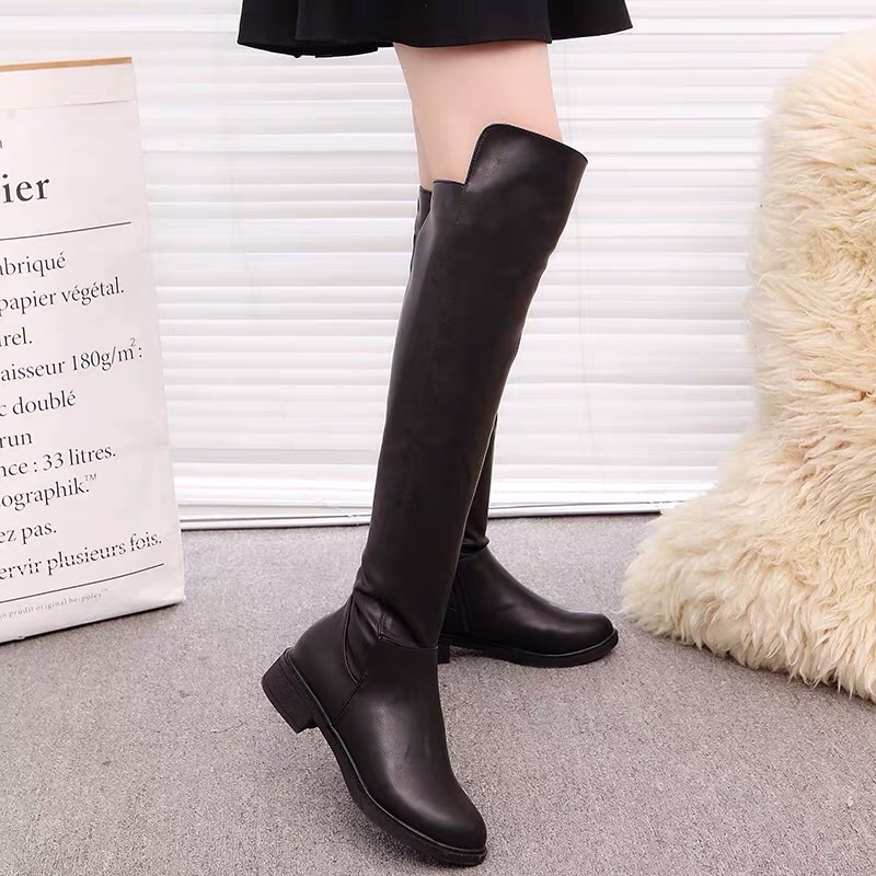 Giày bốt đùi da mềm đế 3,5cm BIG SIZE