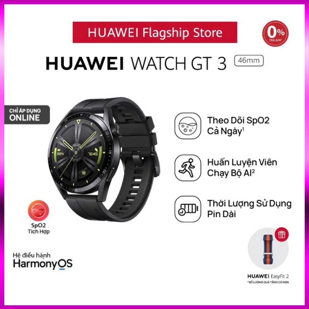 Đồng Hồ Thông Minh HUAWEI WATCH GT 3 46mm |Theo Dõi Spo2| Huấn Luyện Viên Chạy Bộ AI