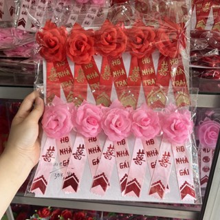 (5 cái) Hoa cài áo đám cưới, cài áo hai họ, hoa cài cho đội bê tráp