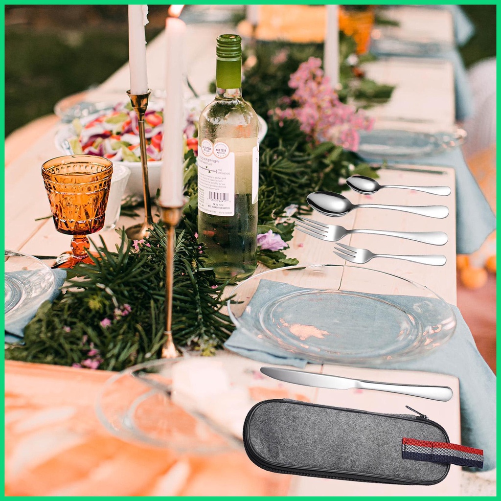 Bộ 9 Món Muỗng Nĩa Bằng Thép Không Gỉ Di Động Dễ Lau Chùi