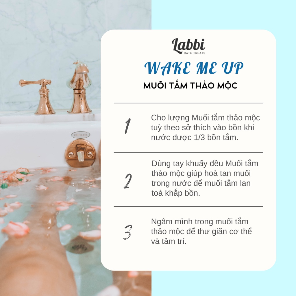 WAKE ME UP - Muối tắm thảo mộc ngâm bồn 55g  Labbi Bathtreats