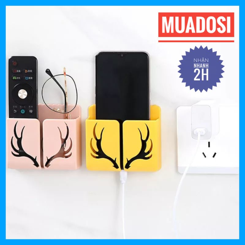 Kệ Giá Đỡ Điện Thoại Remote Hình Sừng Hươu Dán Tường Tiện Lợi