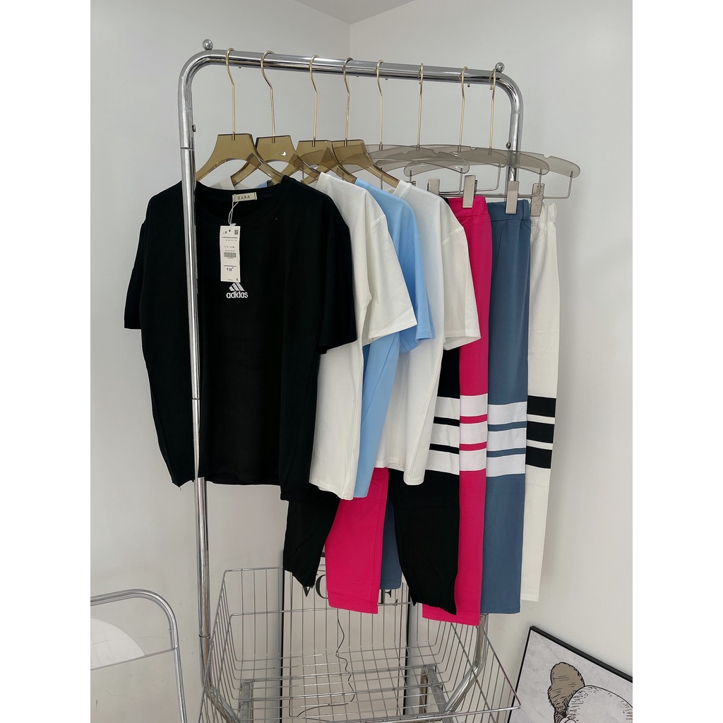 Bộ cotton thụng ngắn tay xuân hè quần legging TH364