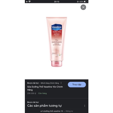 Dưỡng thể Vaseline healthy WHITE PERFECT SERUM Thailand (mẫu cũ)