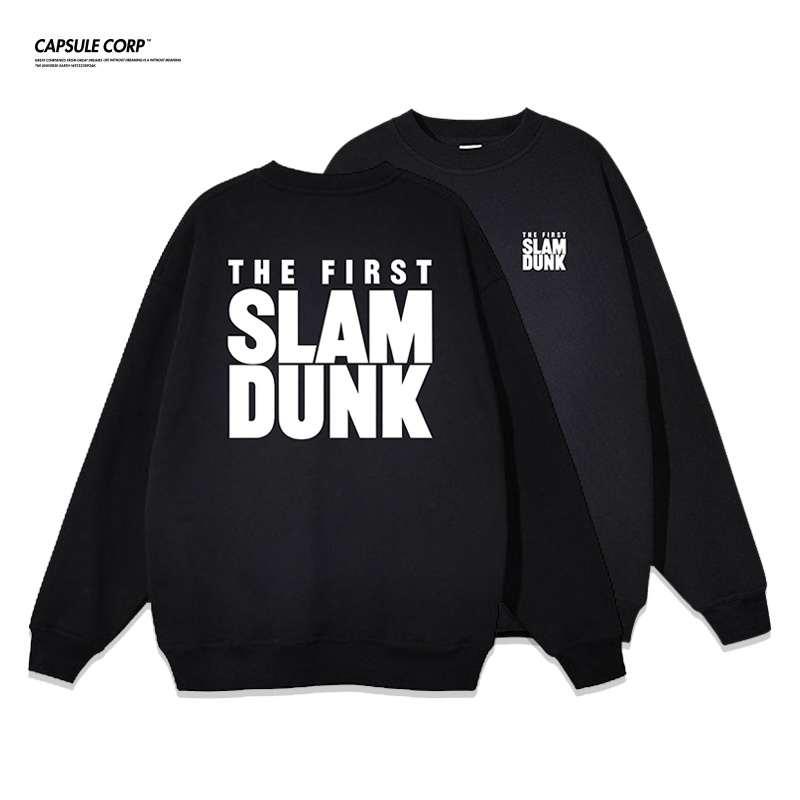 ((Không thêm Nhung) Slam Dunk Letter LOGO Cổ Tròn Có Mũ Trùm Đầu Thả Vai Áo Nam Nữ Thu Đông W
