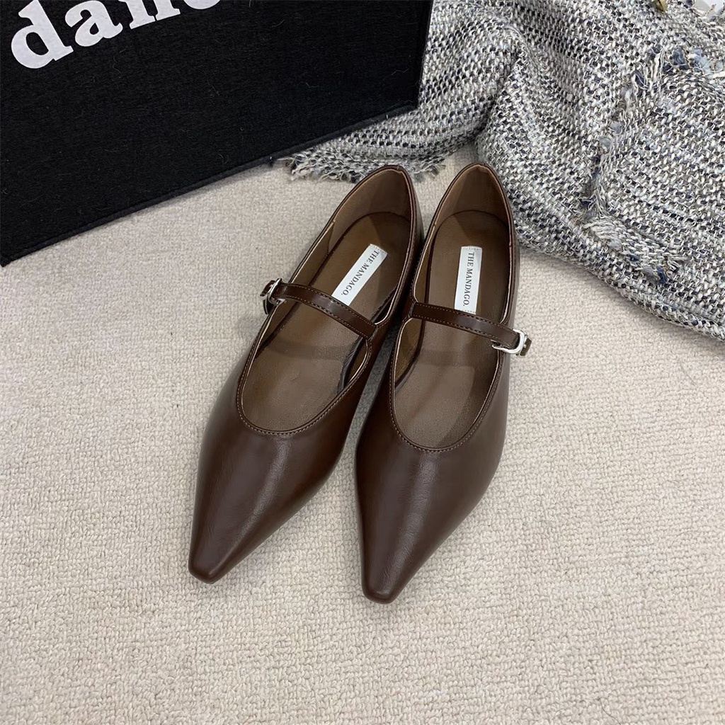 Giày nữ bệt vintage trơn mũi nhọn 1022-1