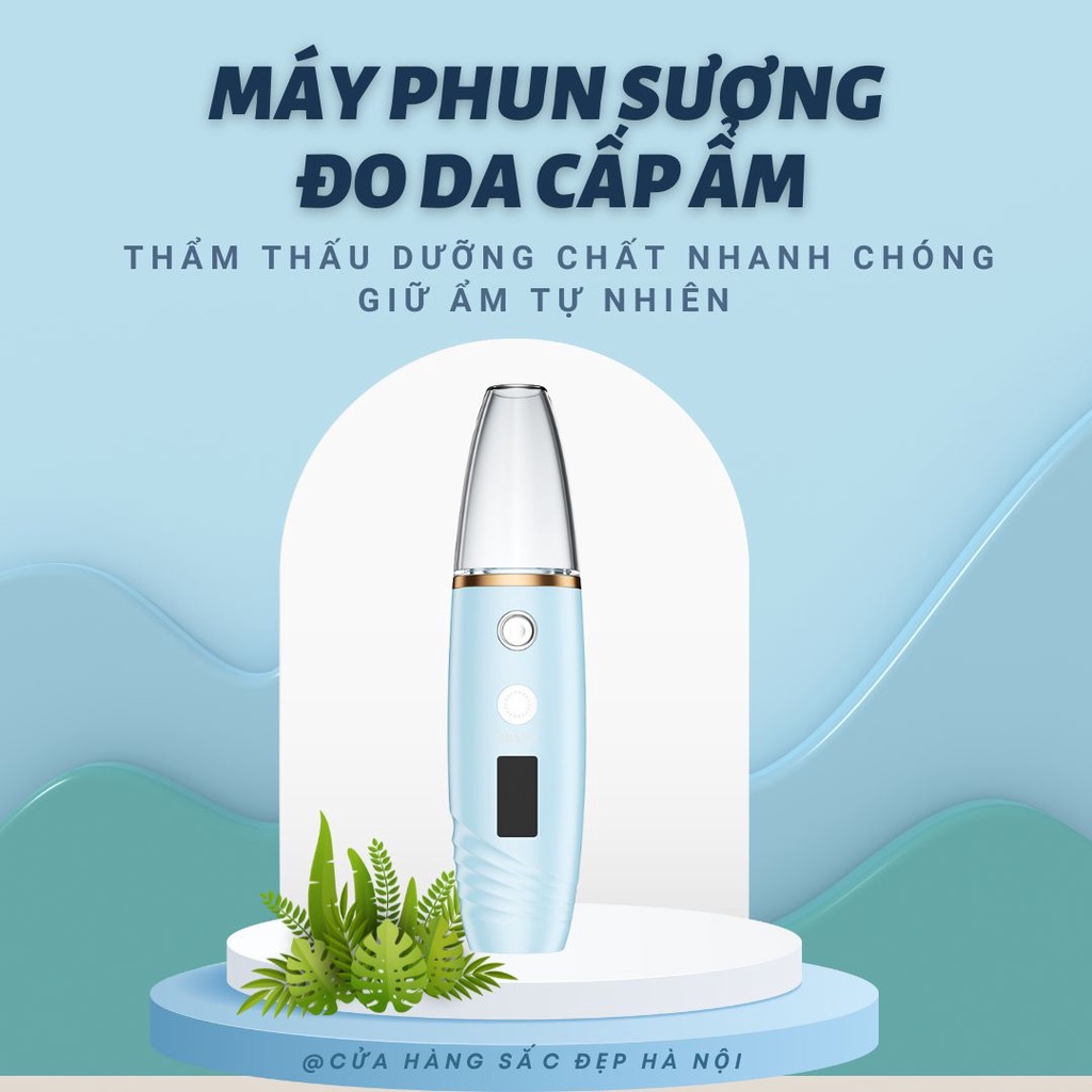 Máy Xông Hơi Nano Có Chức Năng Đo Độ Ẩm Của Da Có Dây Sạc Điện