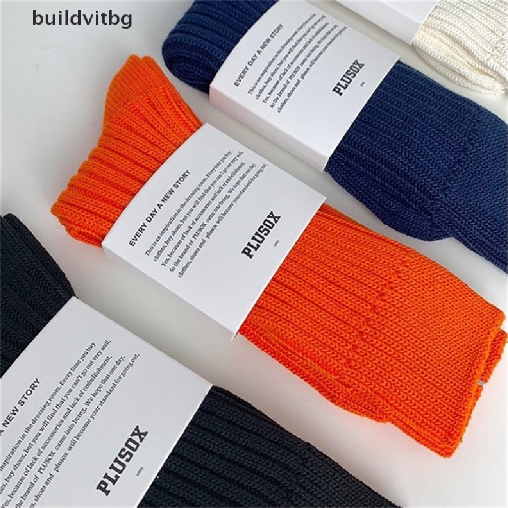 Vớ Cotton Dày Màu Sắc Trơn Vui Nhộn Phong Cách Thể Thao Đường Phố Cho Nam